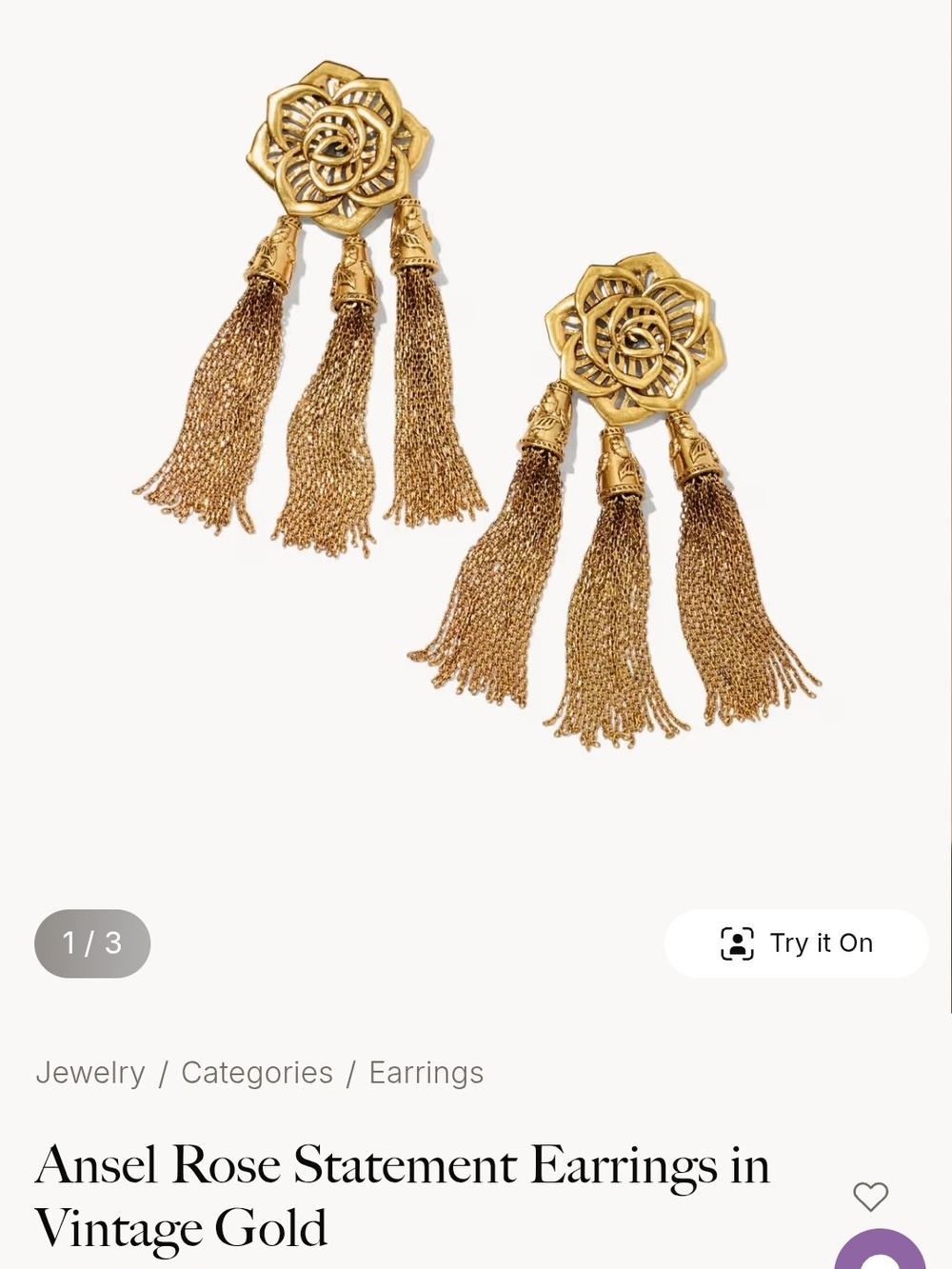 Kendra Scott Gold Statement Tassel Earrings